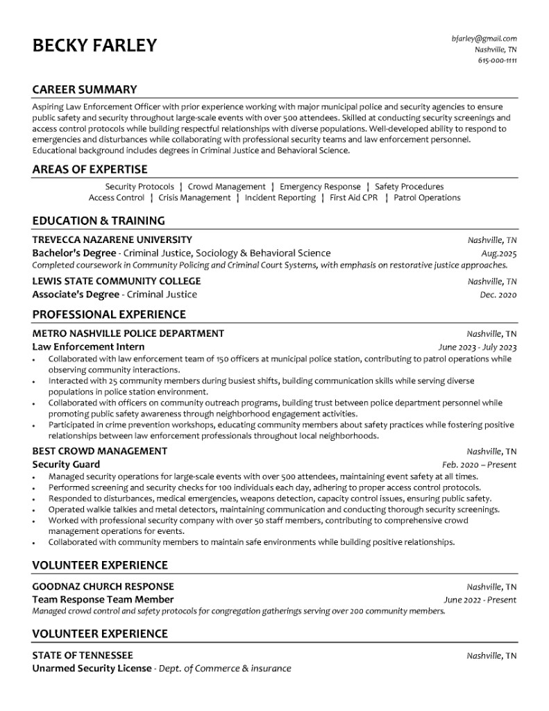 RS Works resume for Becky Farley