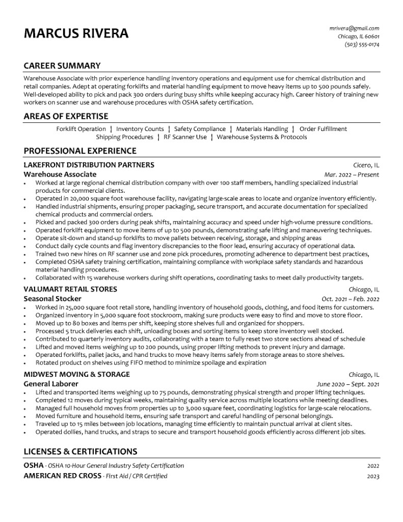 RS Works resume for Marcus T. Rivera